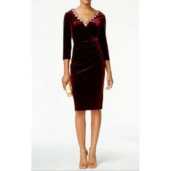 Alex Evenings | Dresses | Alex Evenings Nwt 2w Burgundy Velvet Dress Side Gathered W Jeweled Neck Lined | Poshmark Alex Evenings | Dresses | Alex Evenings Nwt 2w Burgundy Velvet Dress Side Gathered W Jeweled Neck Lined | Poshmark